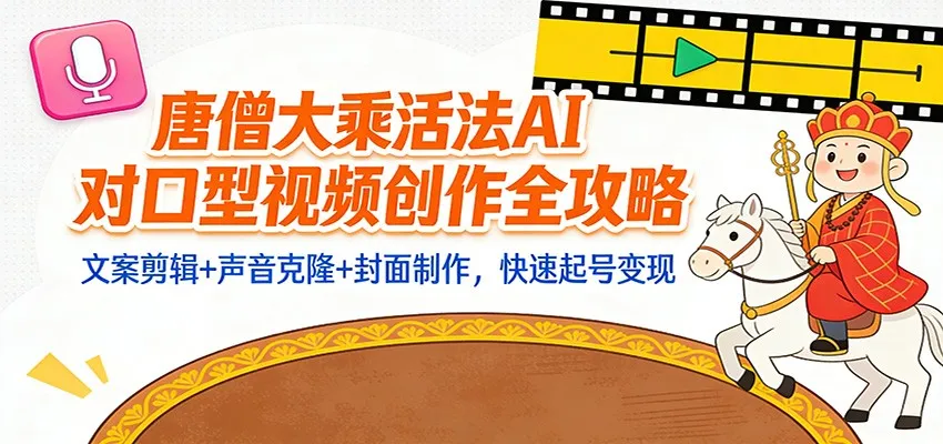 “大乘活法”AI对口型视频创作全攻略:文案剪辑+声音克隆+封面制作,快速起号变现-轻创