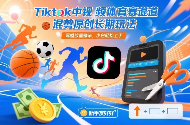 Tiktok中视频体育赛道混剪原创长期玩法,靠播放量賺米,小白轻松上手