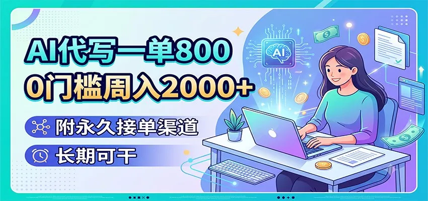 AI代写一单800，0门槛周入2000+，附永久接单渠道，长期可干-豌豆轻创