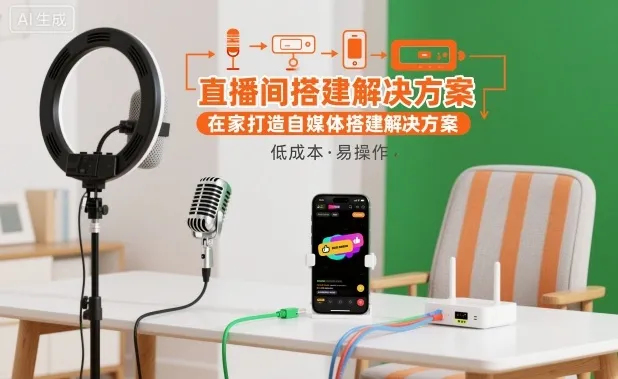 直播间搭建解决方案，在家打造自媒体搭建解决方案-轻创