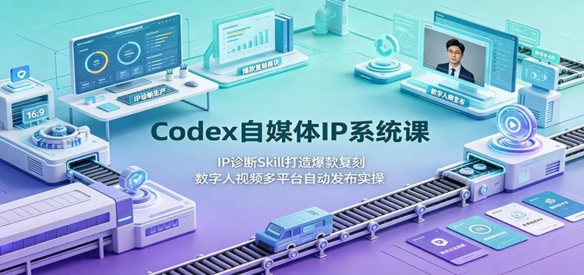 Codex自媒体IP系统课：IP诊断Skill打造爆款复刻，数字人视频多平台自动发布实操-豌豆轻创