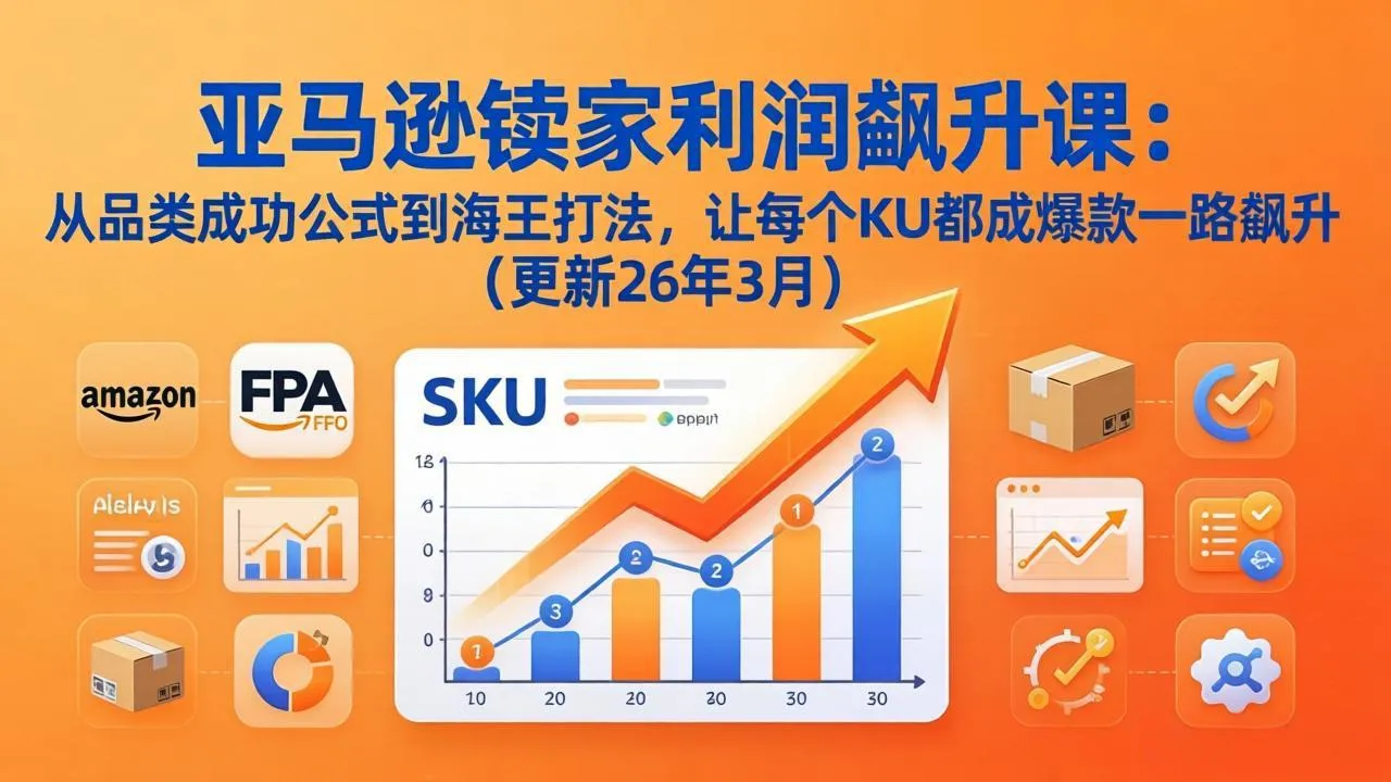 亚马逊卖家利润飙升课：从品类成功公式到海王打法，让每个SKU都成爆款一路飙升(更新26年3月-豌豆轻创