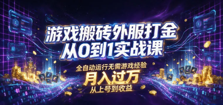 游戏搬砖外服打金从0到1实战课，从上号到收益，全自动运行无需游戏经验，月入过1W【揭秘】-豌豆轻创