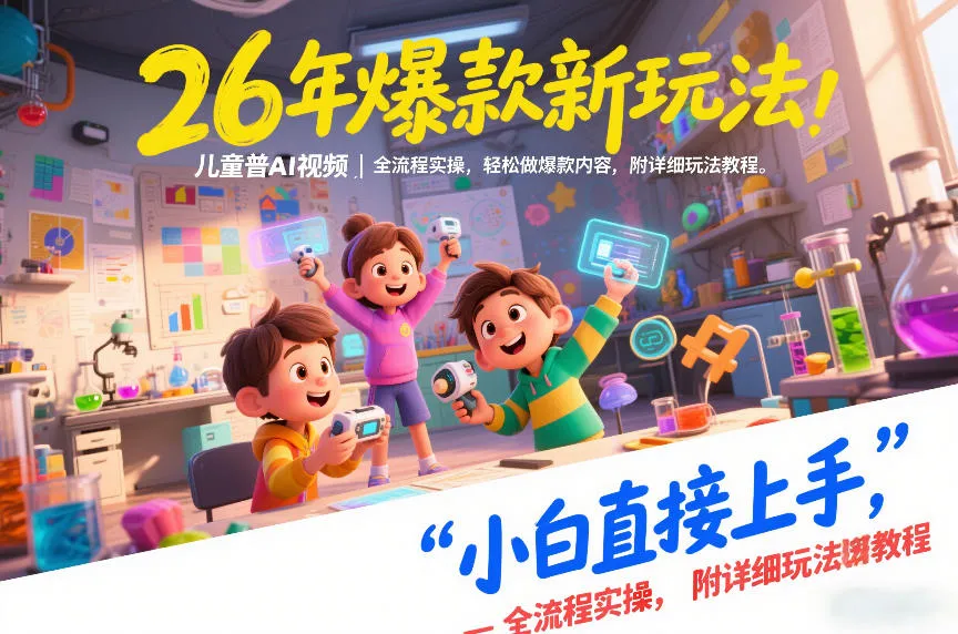 26年爆款新玩法，儿童科普AI视频，全流程实操，轻松做爆款内容，小白直接上手，附详细玩法教程-轻创