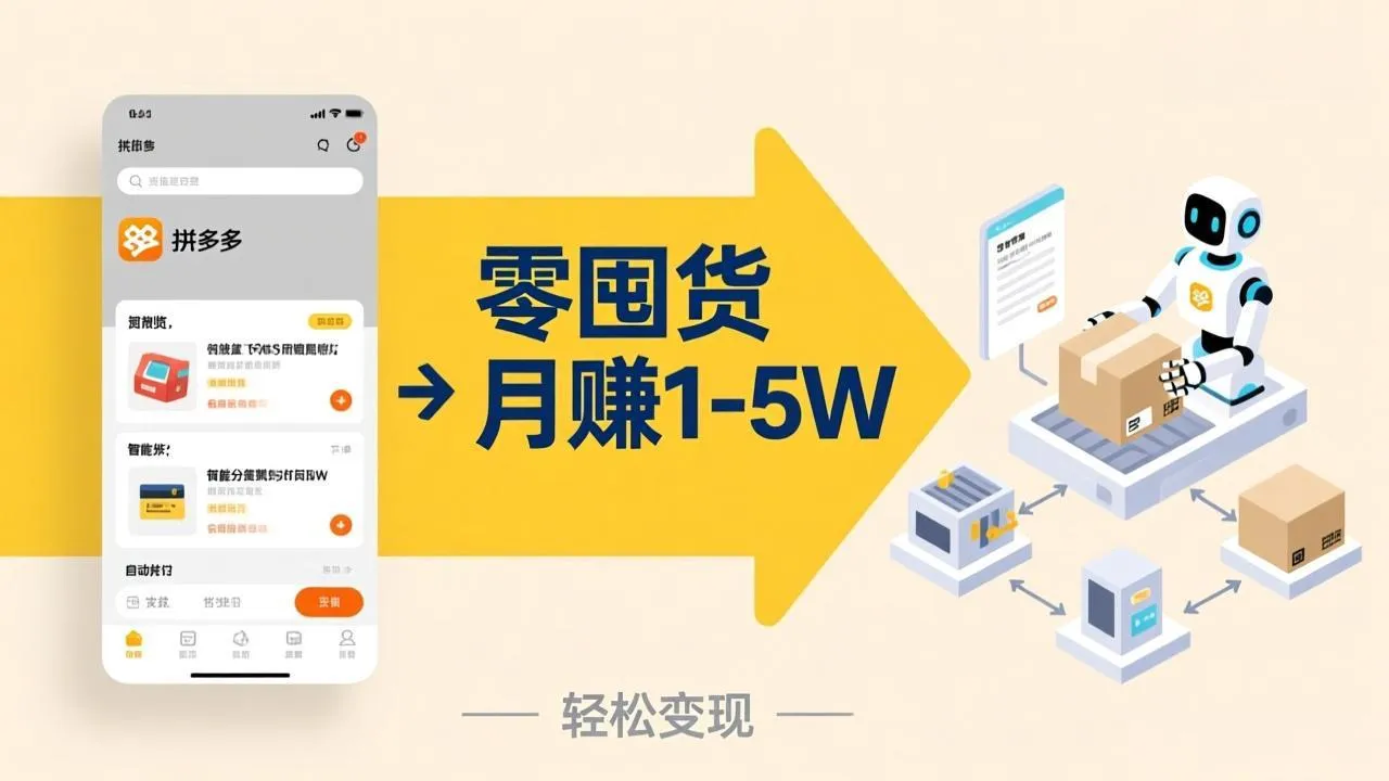 不用囤货不用跑单！拼多多虚拟玩法，机器人管理发货和客服，帮你月赚 1-5W-豌豆轻创