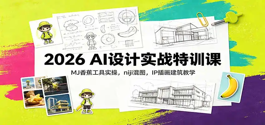 2026 AI设计实战特训课：MJ香蕉工具实操，niji混图，IP插画建筑教学-豌豆轻创