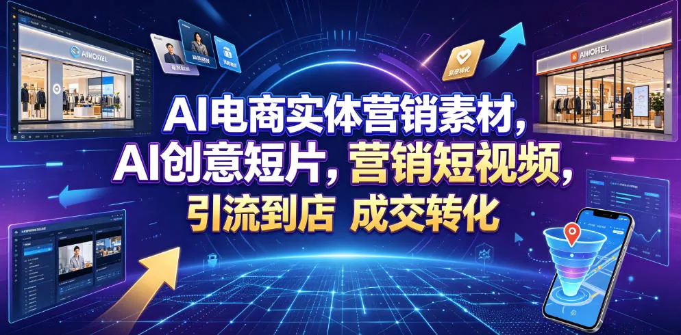 AI电商实体营销素材，AI创意短片，高效打造营销短视频，轻松引流到店，稳定提升门店客流与成交转化-豌豆轻创