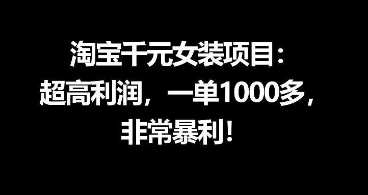 淘宝千元女装项目：超高利润，一单1000多，非常暴利-豌豆轻创