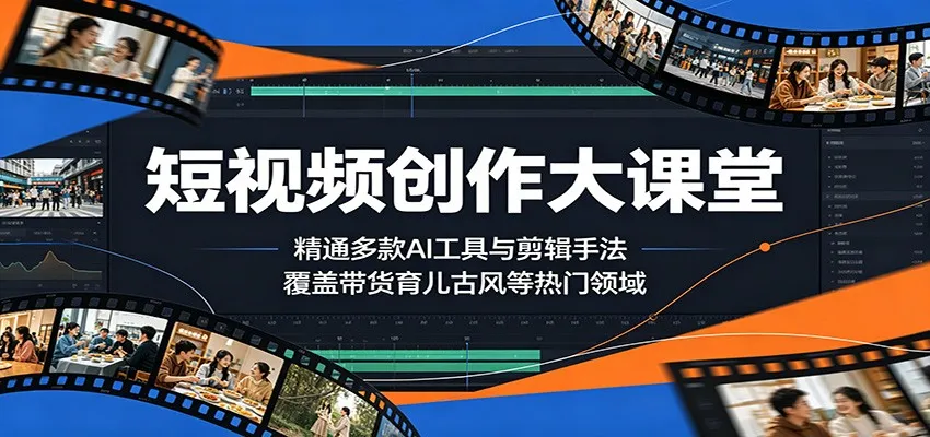 短视频创作大课堂：精通多款AI工具与剪辑手法，覆盖带货、育儿、古风等热门领域-豌豆轻创