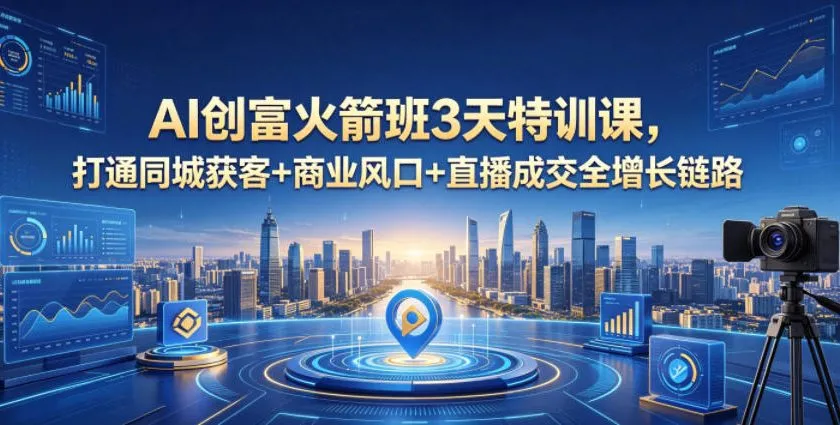 AI创富火箭班3天特训课，打通同城获客+商业风口+直播成交全增长链路，2026年4月新课-豌豆轻创