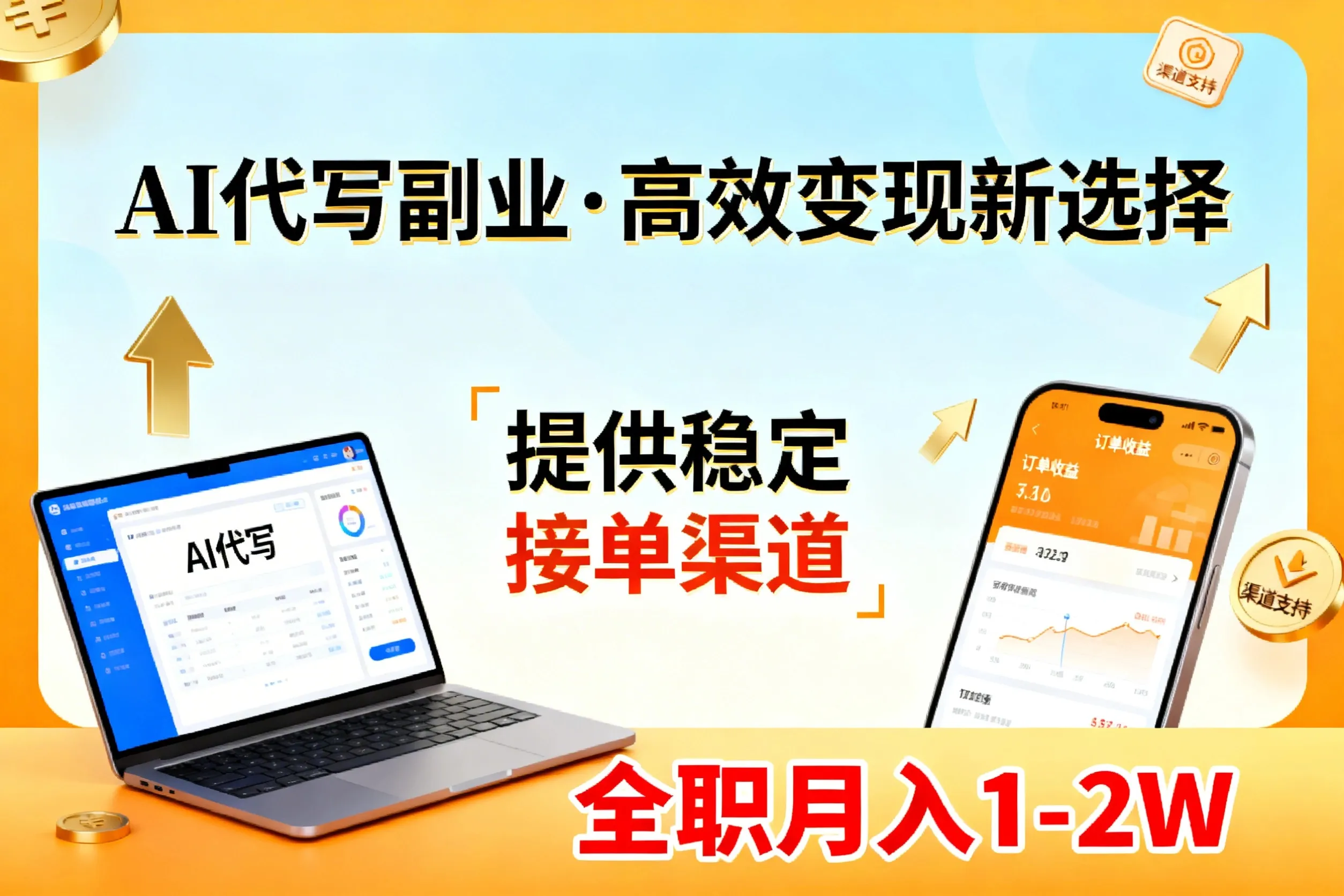 AI代写副业，高效变现，提供渠道，永不失业副业兼职 全职月入1-2W【SOP手册】-轻创