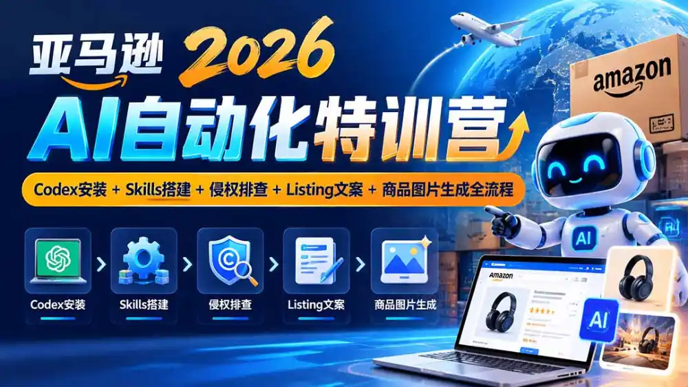 亚马逊2026AI自动化-10月特训营：Codex安装+Skills搭建+侵权排查+Listing文案+商品图片生成全流程-豌豆轻创