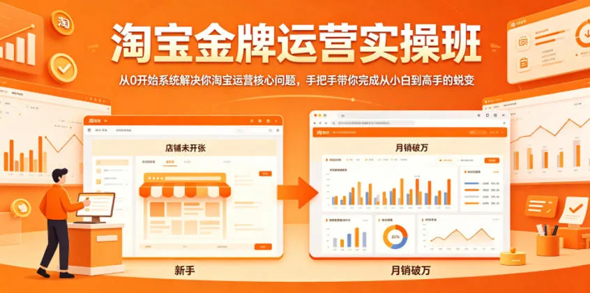 淘宝金牌运营实操班，从0开始系统解决你淘宝运营核心问题，手把手带你完成从小白到高手的蜕变-豌豆轻创