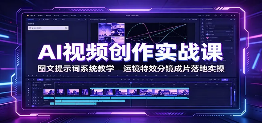 AI视频创作实战课：图文提示词系统教学，运镜特效分镜成片落地实操-豌豆轻创