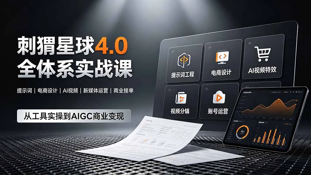 刺猬星球4.0全体系实战课，覆盖提示词工程、电商设计、AI视频特效与新媒体运营，一站式掌握AIGC商业核心技能-豌豆轻创
