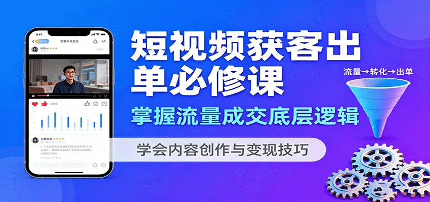 短视频获客出单必修课：掌握流量成交底层逻辑，学会内容创作与变现技巧-轻创