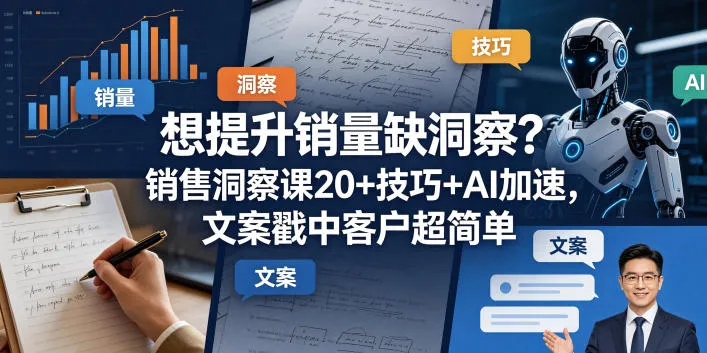 想提升销量缺洞察？销售洞察课20+技巧+AI加速，文案戳中客户超简单【原创双语字幕】-豌豆轻创