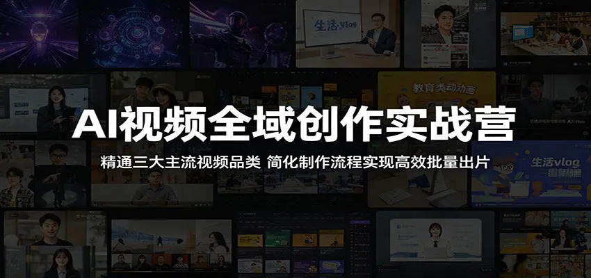 AI视频全域创作实战营：精通三大主流视频品类，简化制作流程实现高效批量出片-豌豆轻创