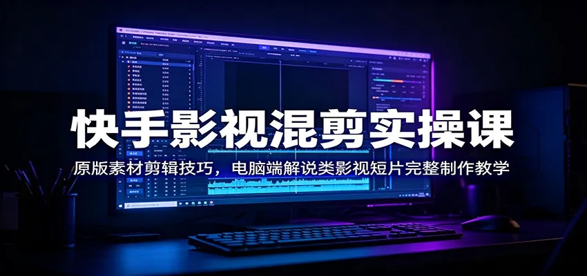 快手影视混剪实操课：原版素材剪辑技巧，电脑端解说类影视短片完整制作教学-豌豆轻创