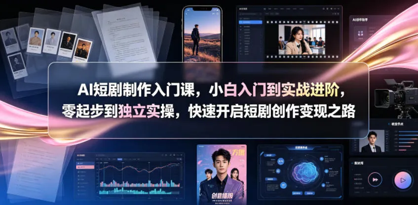 AI短剧制作入门课，小白入门到实战进阶，零起步到独立实操，快速开启短剧创作变现之路-豌豆轻创