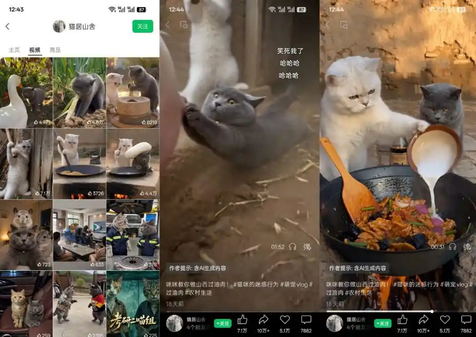 猫咪慢生活短视频教学，AI搞笑萌宠赛道，视频号分成+精选独家+伙伴计划+商单收徒等多种变现方式-豌豆轻创