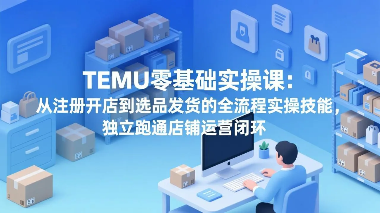 TEMU零基础实操课:从注册开店到选品发货的全流程实操技能,独立跑通店铺运营闭环-豌豆轻创
