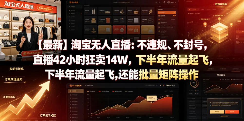 【最新】淘宝无人直播：不违规、不封号，直播42小时狂卖14W，下半年流量起飞，还能批量矩阵操作【揭秘】-豌豆轻创