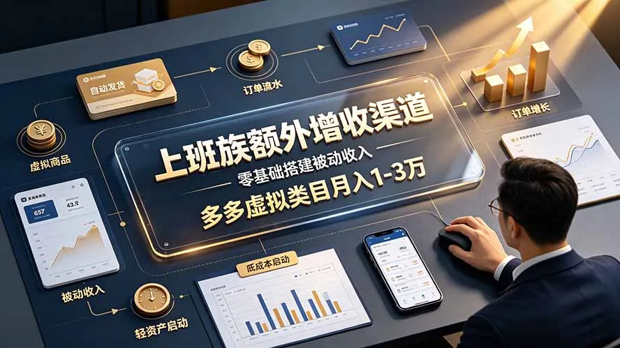 上班族额外增收渠道,零基础搭建被动收入,多多虚拟类目月入 1-3 万-豌豆轻创