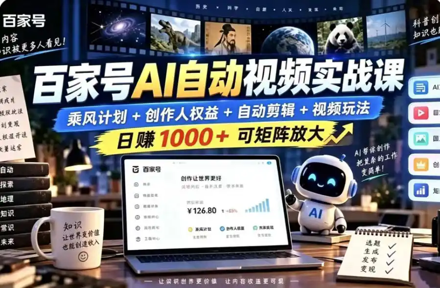 百家号自动矩阵玩法，长期可以做的项目，日入1k+，真正的睡后收入-豌豆轻创