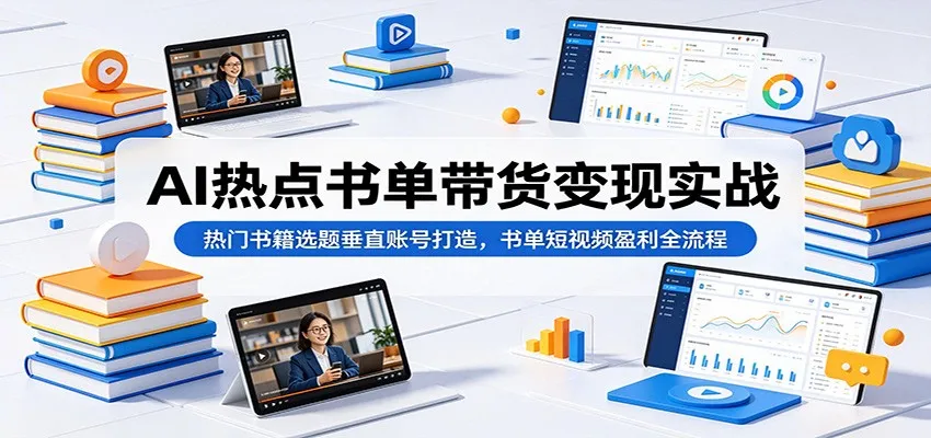 AI热点书单带货变现实战：热门书籍选题垂直账号打造，书单短视频盈利全流程-豌豆轻创