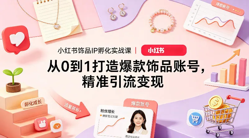 小红书饰品IP孵化实战课｜从0到1打造爆款饰品账号，精准引流变现-豌豆轻创