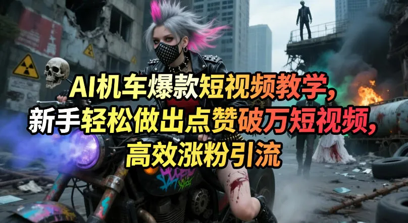 AI机车爆款短视频教学，新手轻松做出点赞破万短视频，高效涨粉引流-豌豆轻创