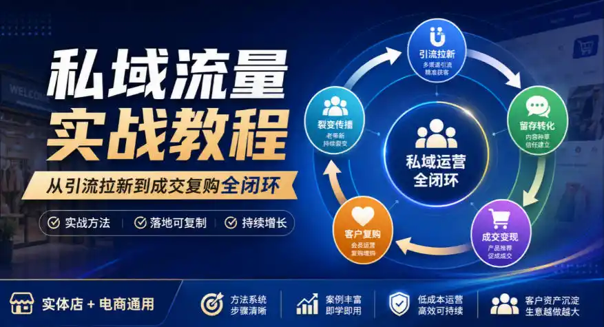 私域流量实战教程,从引流拉新到成交复购全闭环,实体店电商通用-豌豆轻创