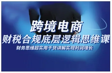 跨境电商财稅合规底层逻辑思维课,财务思维超实用于货讲解实现利润增长-轻创