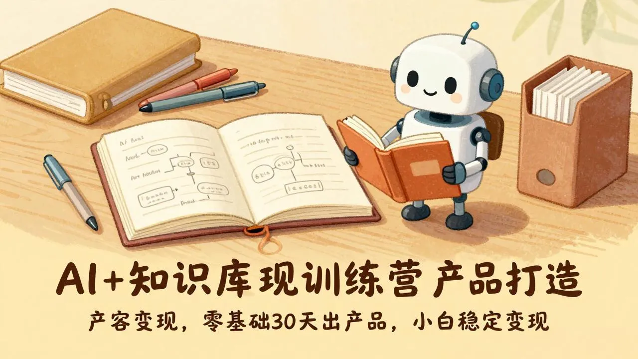 AI+知识库变现训练营，产品打造、内容创作、全平台变现，零基础30天出产品，小白稳定变现-轻创