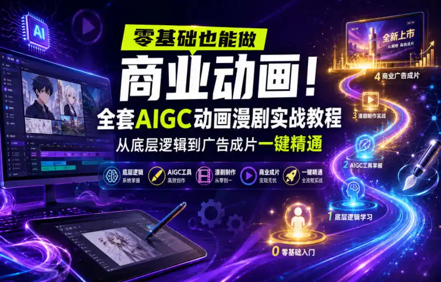 零基础也能做商业动画！全套AIGC动画漫剧实战教程，从底层逻辑到广告成片一键精通(更新0905)-豌豆轻创