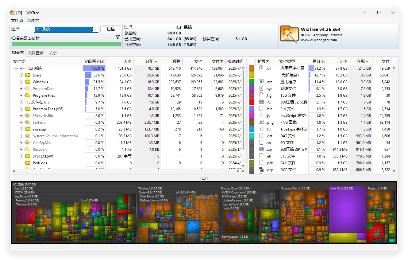 WizTree磁盘分析工具v4.30便携版-豌豆轻创