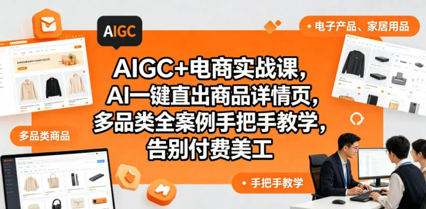 AIGC+电商实战课，AI一键直出商品详情页，多品类全案例手把手教学，告别付费美工(更新)-豌豆轻创