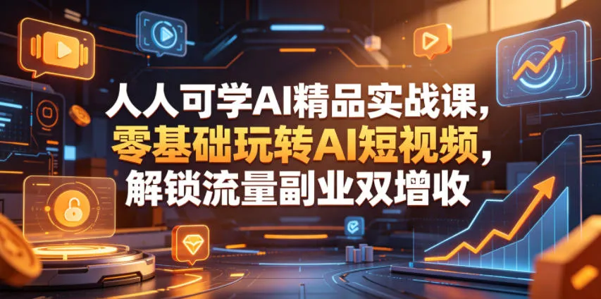 人人可学AI精品实战课，零基础玩转AI短视频，解锁流量副业双增收-豌豆轻创