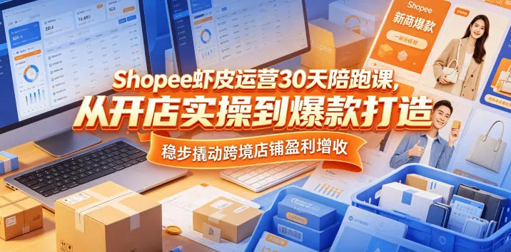 Shopee虾皮运营30天陪跑课，从开店实操到爆款打造，稳步撬动跨境店铺盈利增收-豌豆轻创