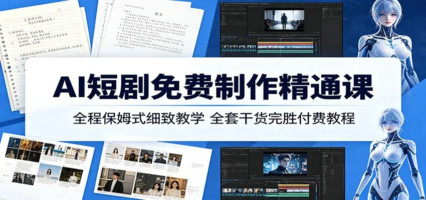 AI短剧免费制作精通课：全程保姆式细致教学，全套干货完胜付费教程-豌豆轻创
