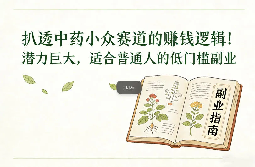 扒透中药小众赛道的賺米逻辑，潜力巨大，适合普通人的低门槛副业-轻创