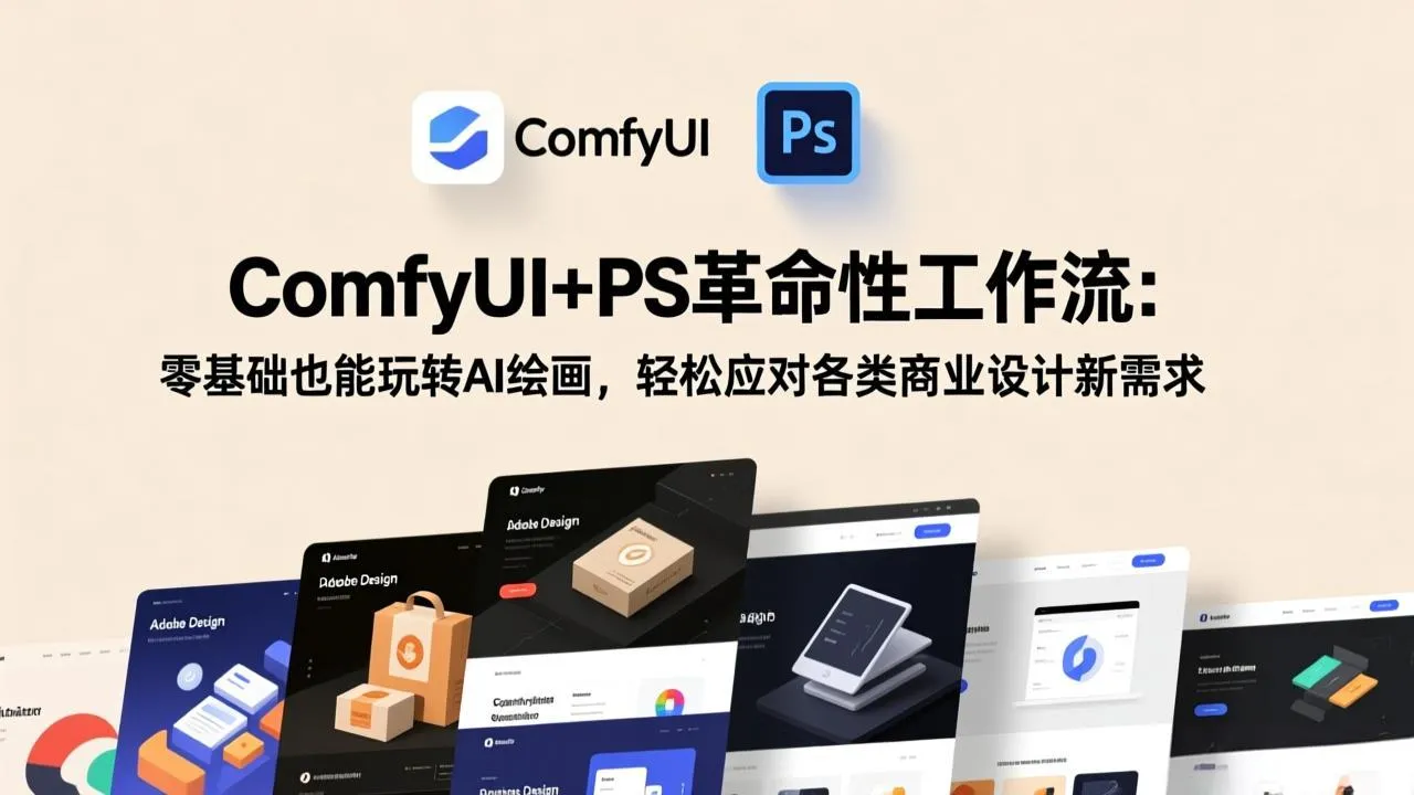 ComfyUI+PS革命性工作流：零基础也能玩转AI绘画，轻松应对各类商业设计新需求-豌豆轻创