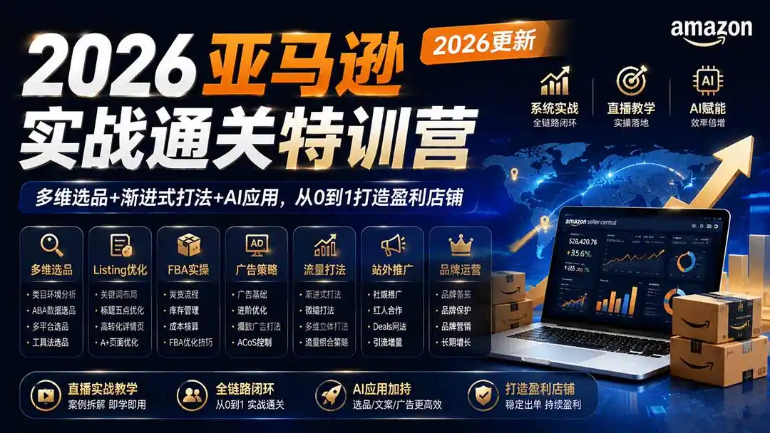 2026亚马逊实战通关特训营-更新1017，多维选品+渐进式打法+AI应用，从0到1打造盈利店铺-豌豆轻创