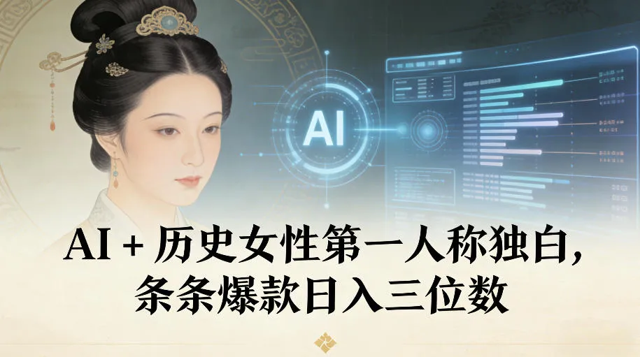 AI+历史女性第一人称独白，条条爆款日入三位数-轻创
