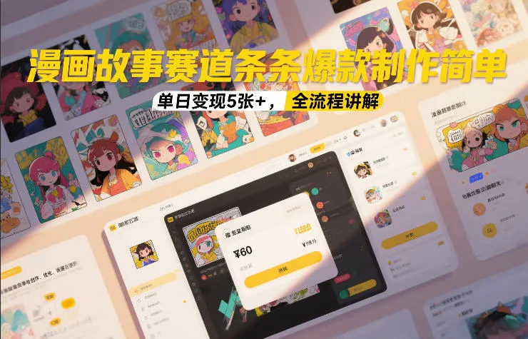 漫画故事赛道条条爆款制作简单，单日变现5张+，全流程讲解-轻创