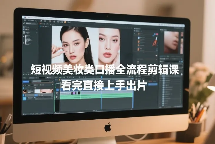 短视频美妆类口播全流程剪辑课，看完直接上手出片-轻创