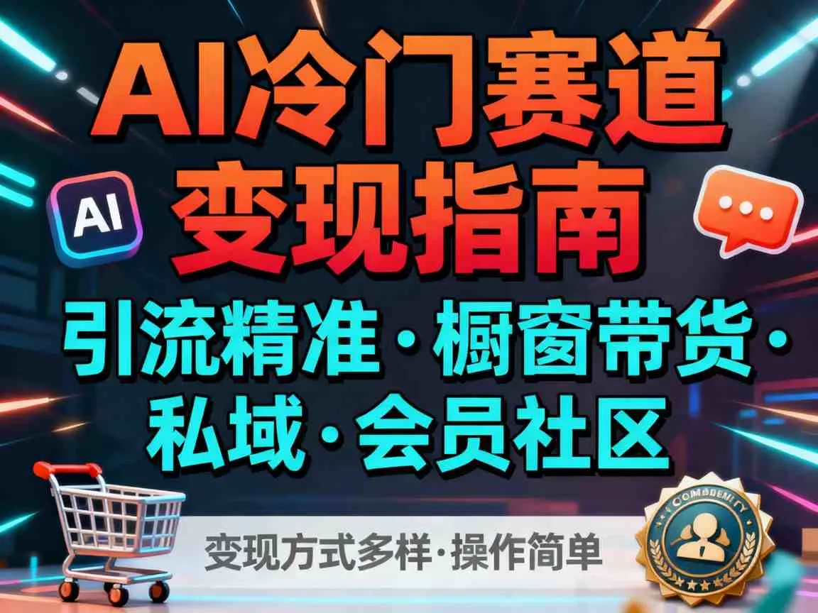 AI冷门赛道，引流精准，橱窗带货+私域+会员社区，变现方式多样，操作简单-轻创