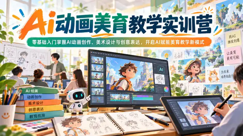 Ai动画美育教学实训营，零基础入门掌握AI动画创作、美术设计与创意表达，开启AI赋能美育教学新模式-豌豆轻创