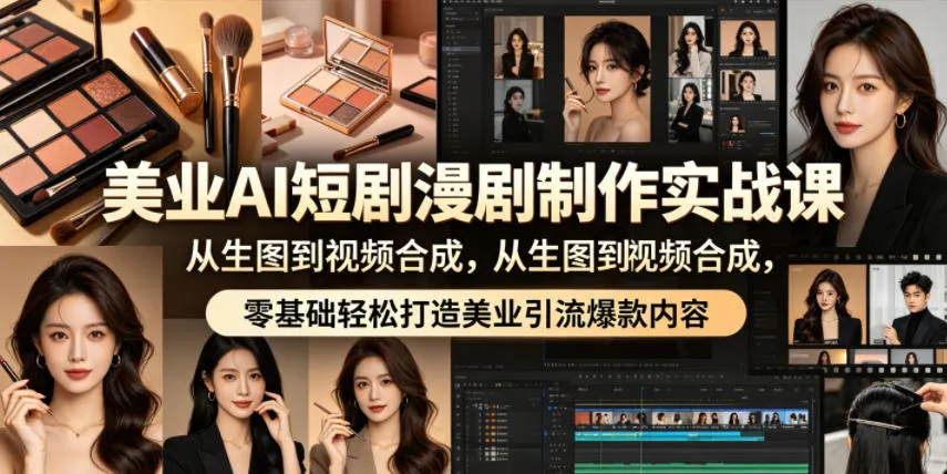 美业AI短剧漫剧制作实战课，从生图到视频合成，零基础轻松打造美业引流爆款内容-豌豆轻创